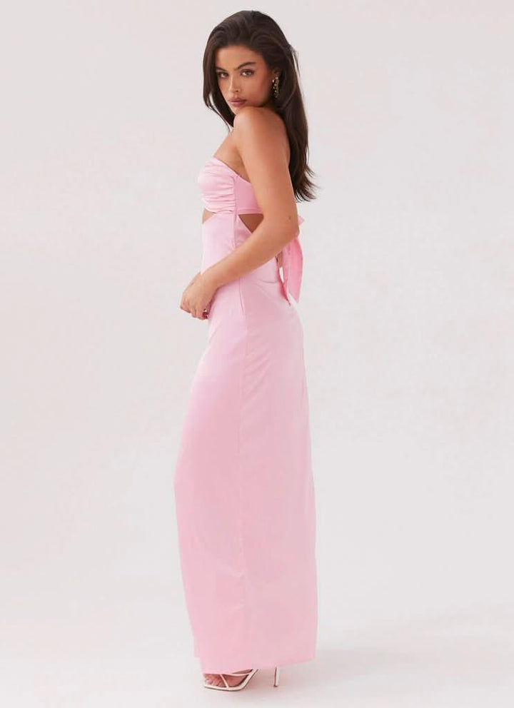 Women's Wedding Guest Floral Strapless Maxi Dress
