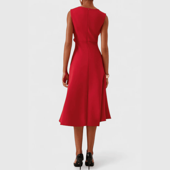 Women's Wedding Guest Draped Asymmetric Midi Dress