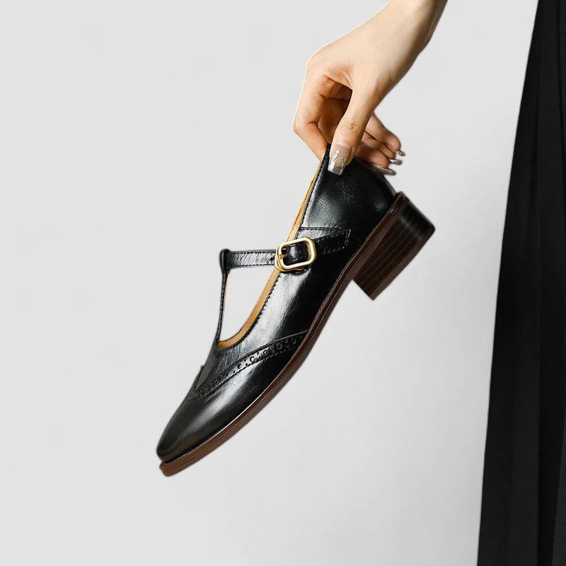 Myla | Women's Leather T-Strap Mary Jane Shoes