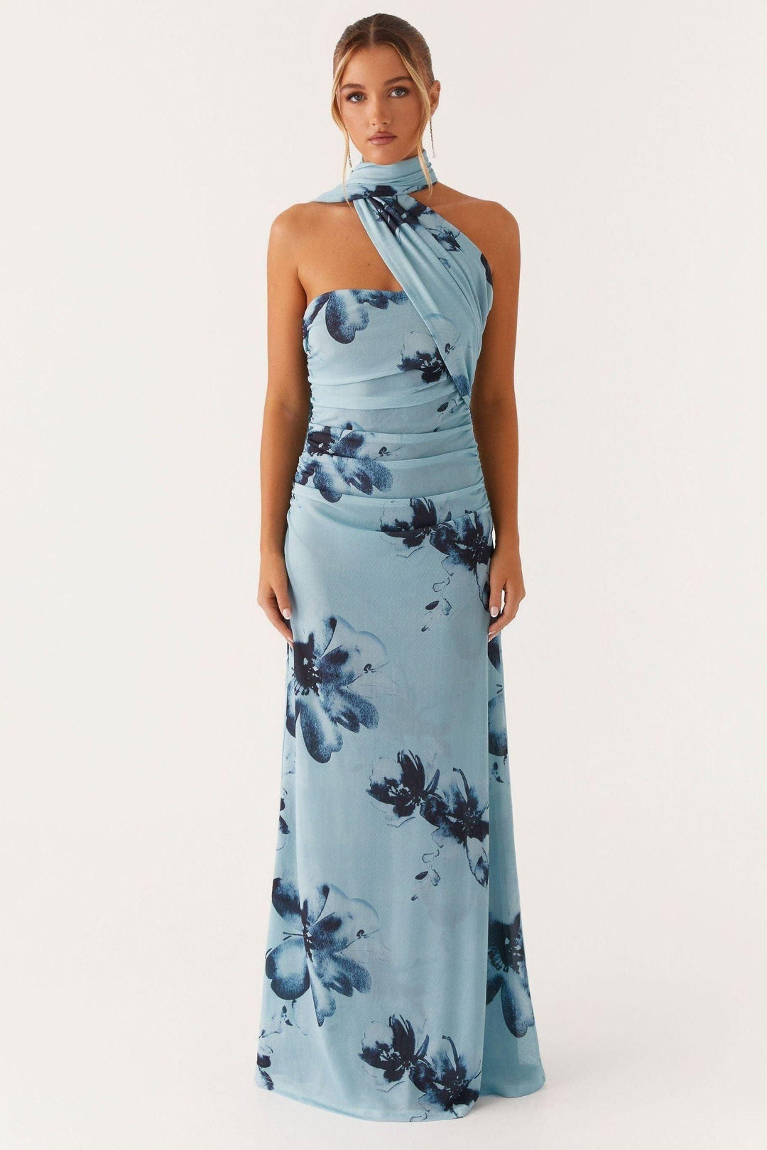Women's Wedding Guest Floral Halter Maxi Dress