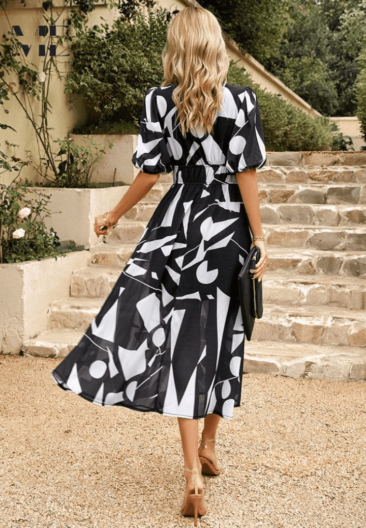 Women's Wedding Guest Floral V Neck Midi Dress