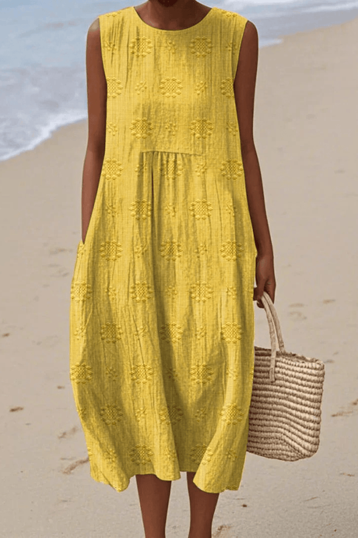 Women's Summer Embroidered Sleeveless Midi Dress