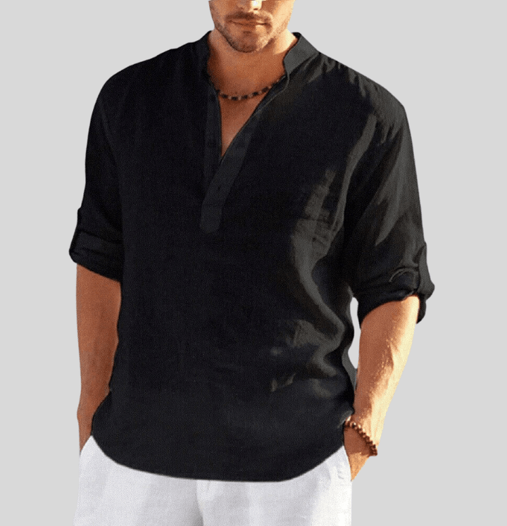 Frank | Men's Breathablet Cotton-Linen Henley Shirt
