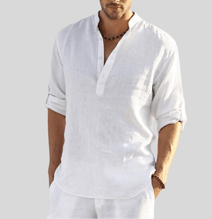 Frank | Men's Breathablet Cotton-Linen Henley Shirt