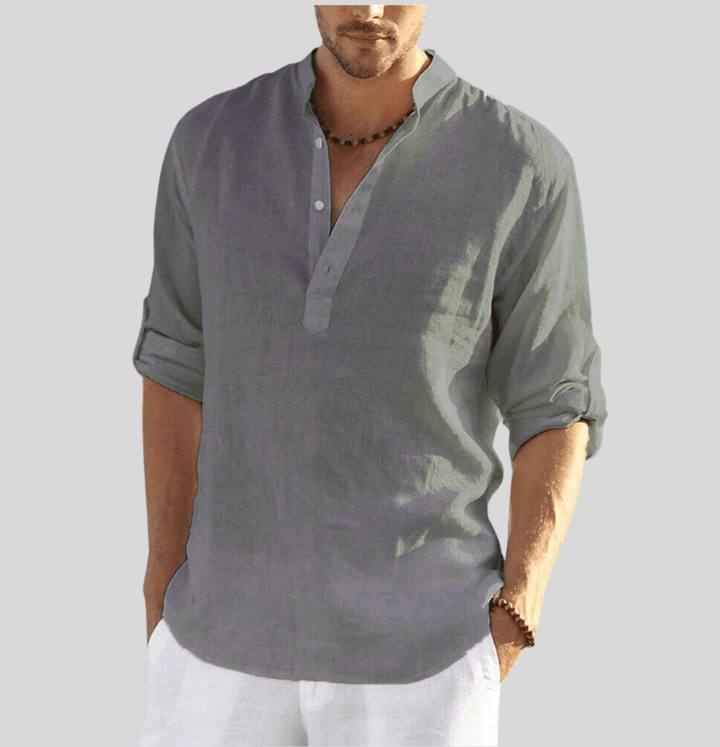 Frank | Men's Breathablet Cotton-Linen Henley Shirt