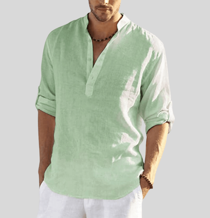 Frank | Men's Breathablet Cotton-Linen Henley Shirt