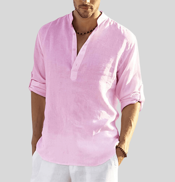 Frank | Men's Breathablet Cotton-Linen Henley Shirt