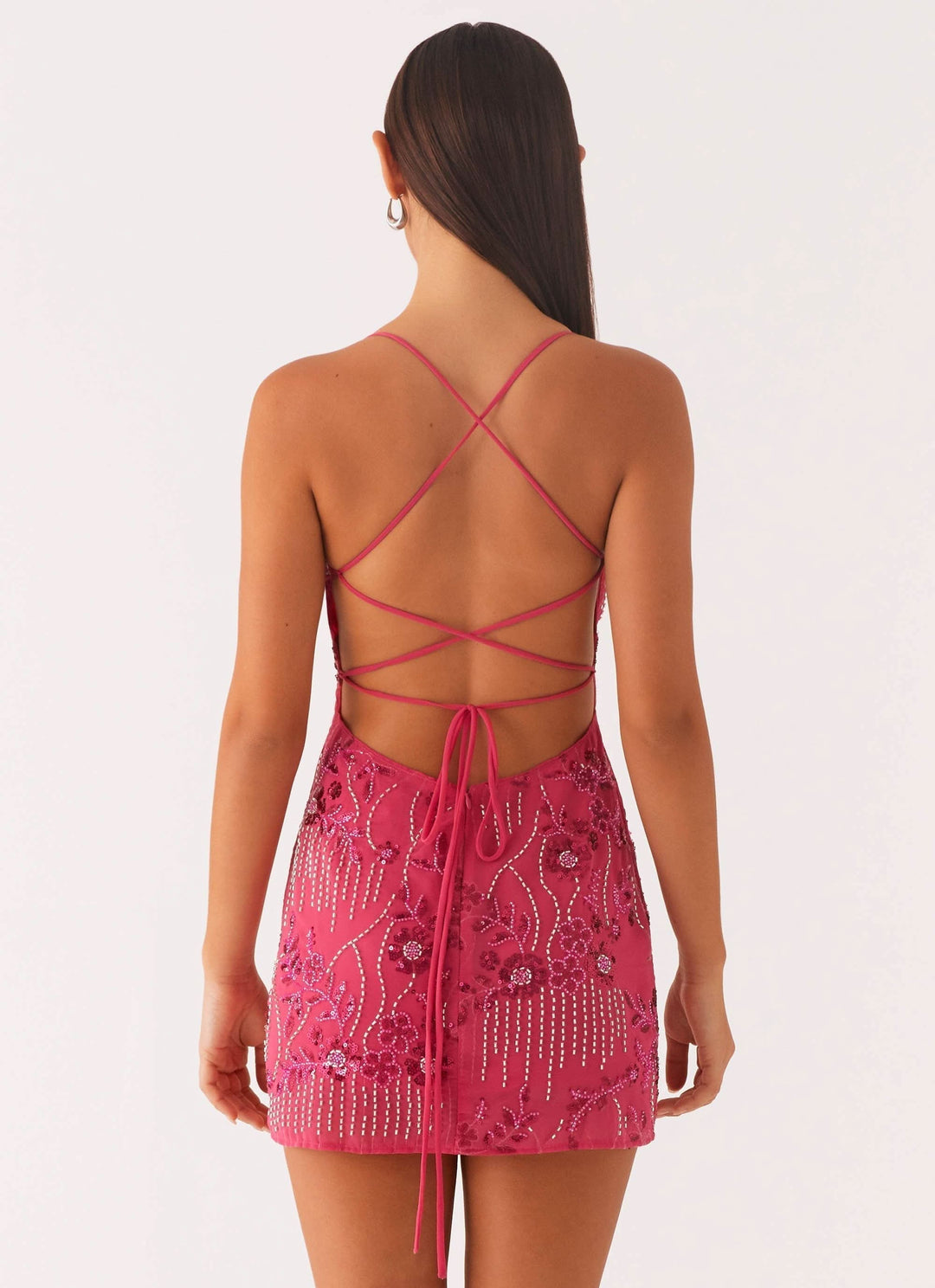 Women's Cocktail Sequin Sweetheart Mini Dress Open Back