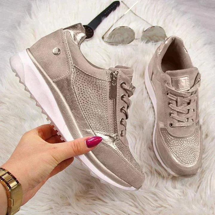 Kelly | Women's Sparkly Platform Lace-Up Sneakers