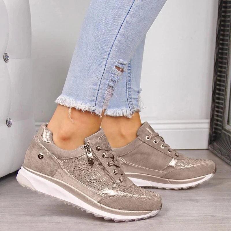 Kelly | Women's Sparkly Platform Lace-Up Sneakers
