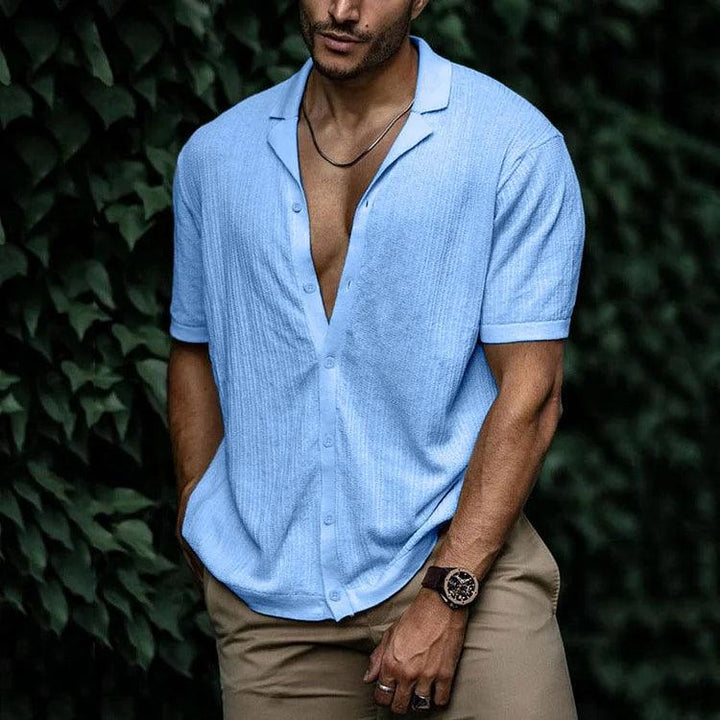 Carlo | Men's Short Sleeve Cuban Collar Button Down Shirt