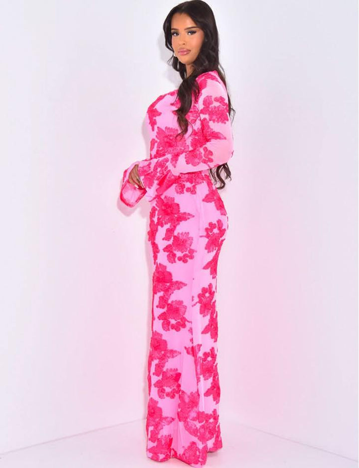Women's Wedding Guest Floral Long Sleeve Maxi Dress