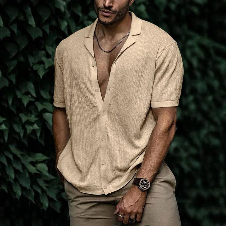 Carlo | Men's Short Sleeve Cuban Collar Button Down Shirt