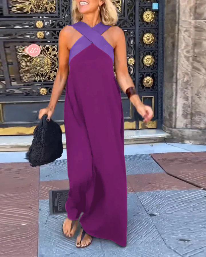 Women's Summer Cross Halter Sleeveless Maxi Dress