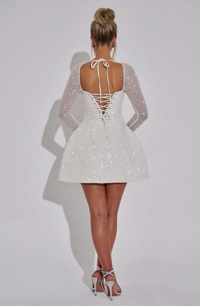 Women's Cocktail Square Neck Sequin Mini Dress