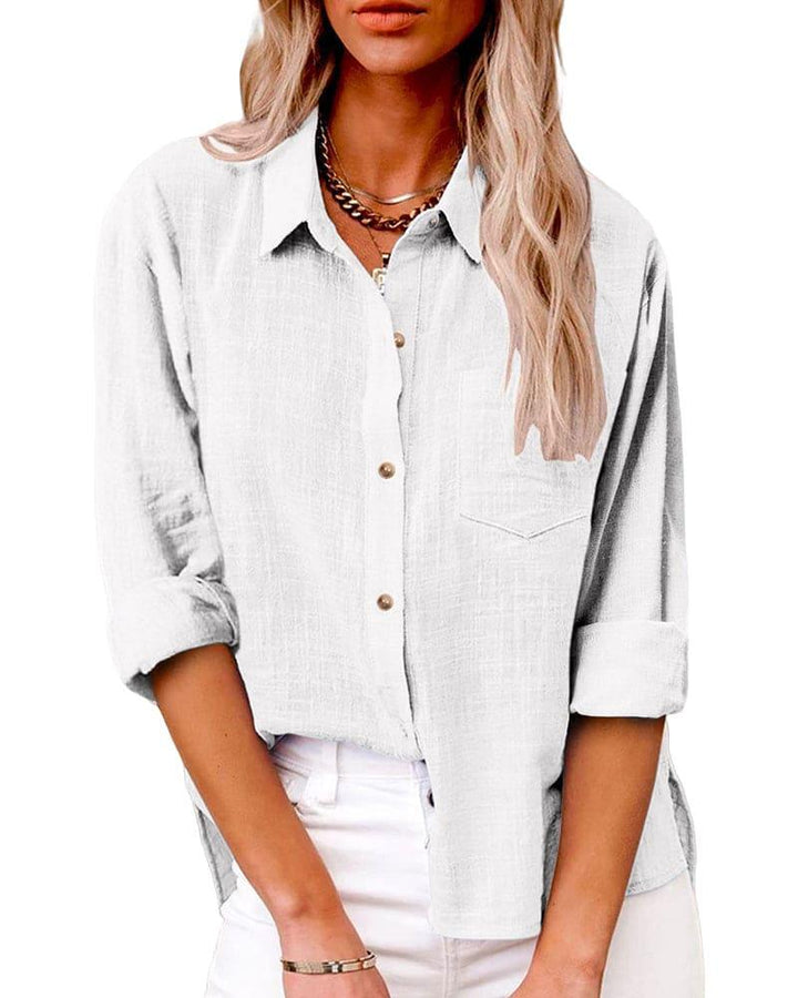 Azure | Women’s Button Down Long Sleeve Turn Down Collar Shirt