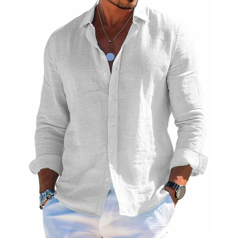 Hugh | Men's Classic Button-Down Linen Shirt