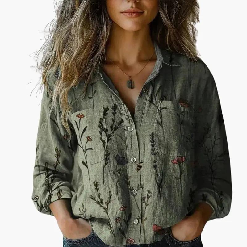 Betsy | Women’s Long Sleeve Button Down Floral Shirt