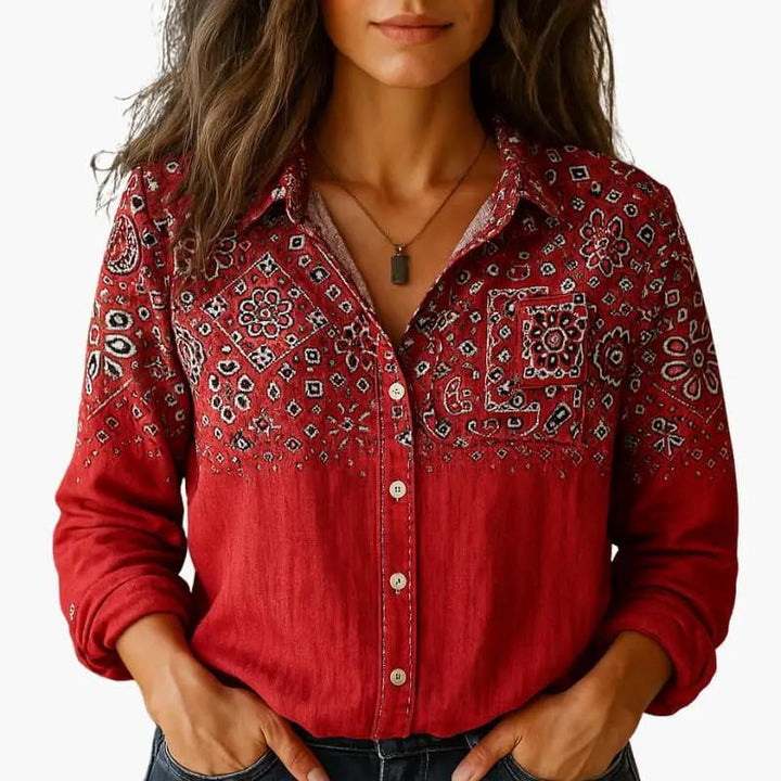 Betsy | Women’s Long Sleeve Button Down Floral Shirt