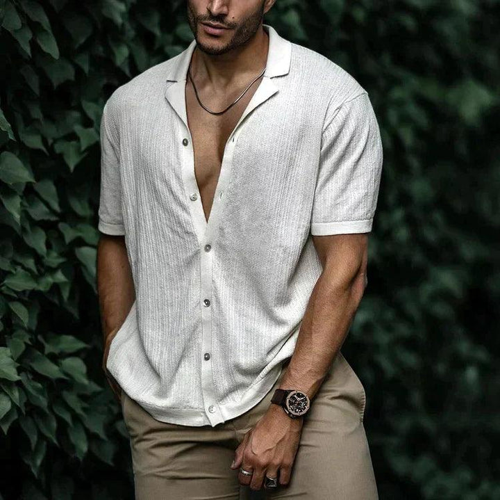 Carlo | Men's Short Sleeve Cuban Collar Button Down Shirt