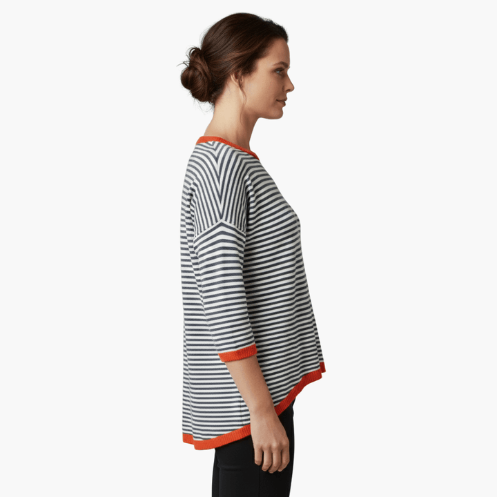 Devina | Women's Horizontal Stripe Short Sleeve Shirt