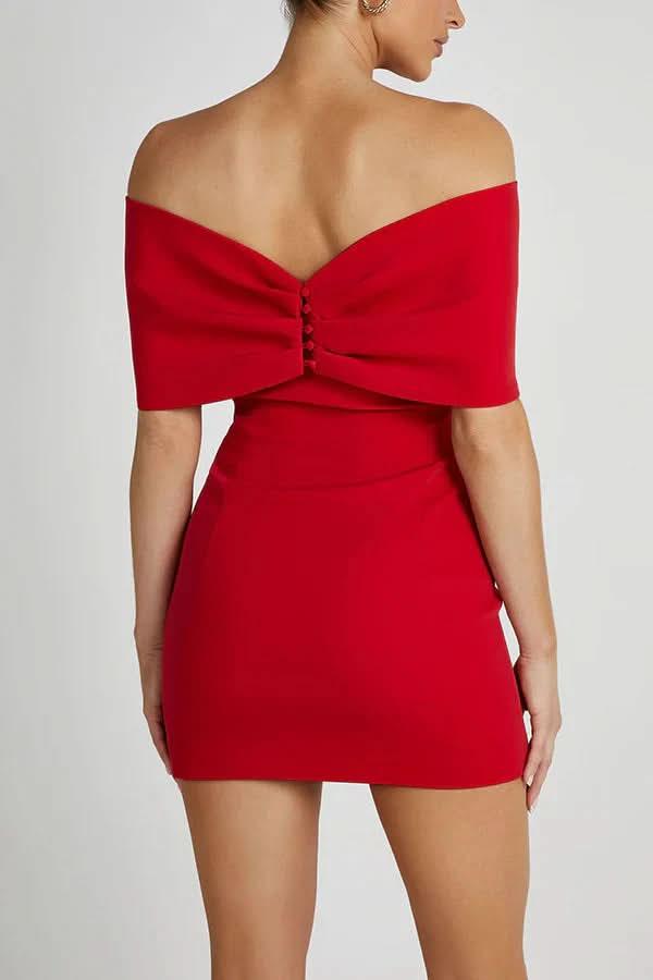 Women's Cocktail Off Shoulder Bow Mini Dress