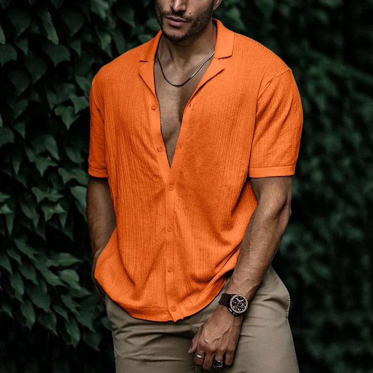 Carlo | Men's Short Sleeve Cuban Collar Button Down Shirt