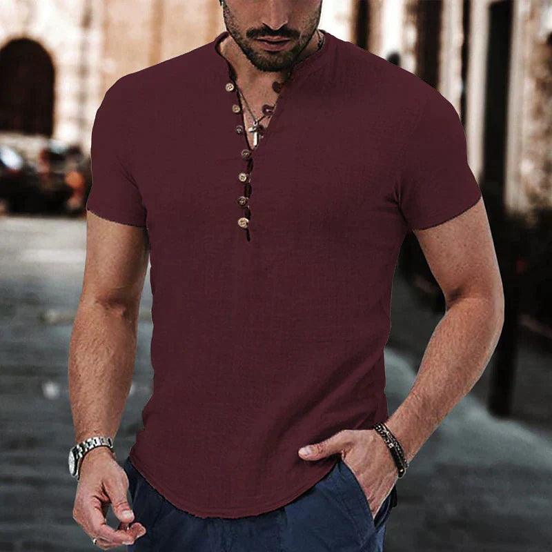 Justin | Men's Retro Multi Button Short Sleeve Henley Shirt