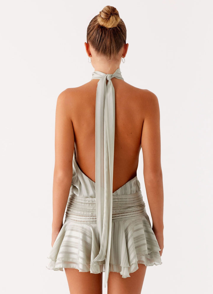 Women's Cocktail Halter Pleated Mini Dress