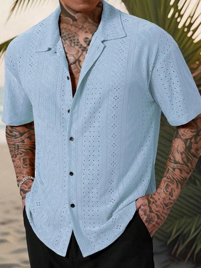 Argus | Men's Stylish Open-Knit Summer Short-Sleeve Shirt