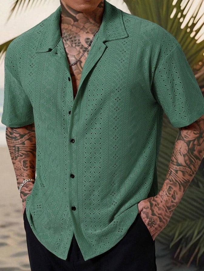 Argus | Men's Stylish Open-Knit Summer Short-Sleeve Shirt