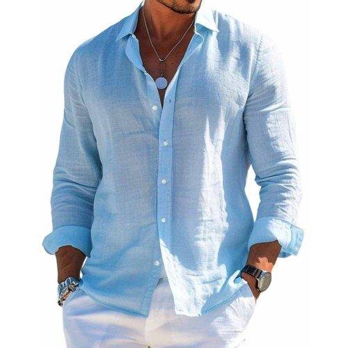 Hugh | Men's Classic Button-Down Linen Shirt