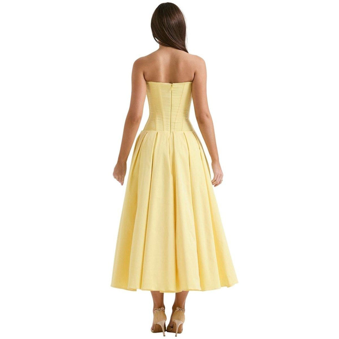 Women's Wedding Guest Strapless Sweetheart Midi Dress