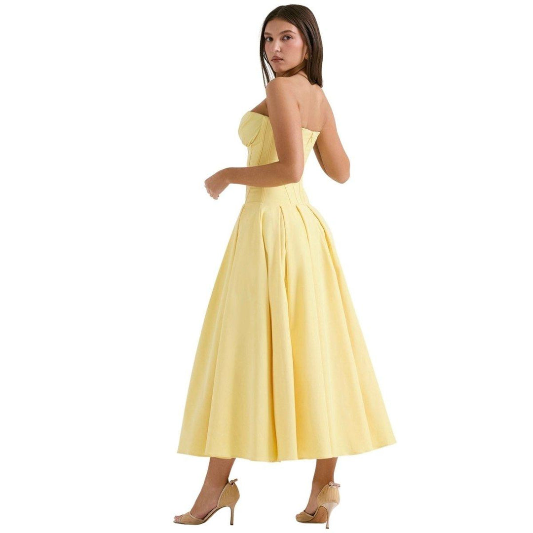 Women's Wedding Guest Strapless Sweetheart Midi Dress