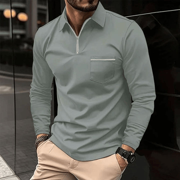 Malcolm | Men's Modern Quarter-Zip Polo Shirt