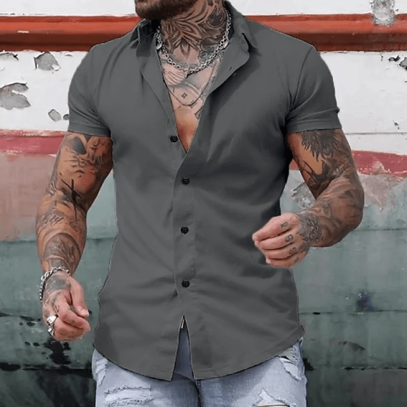 Cassian | Men's Classic Lapel Short-Sleeve Button-Down Shirt