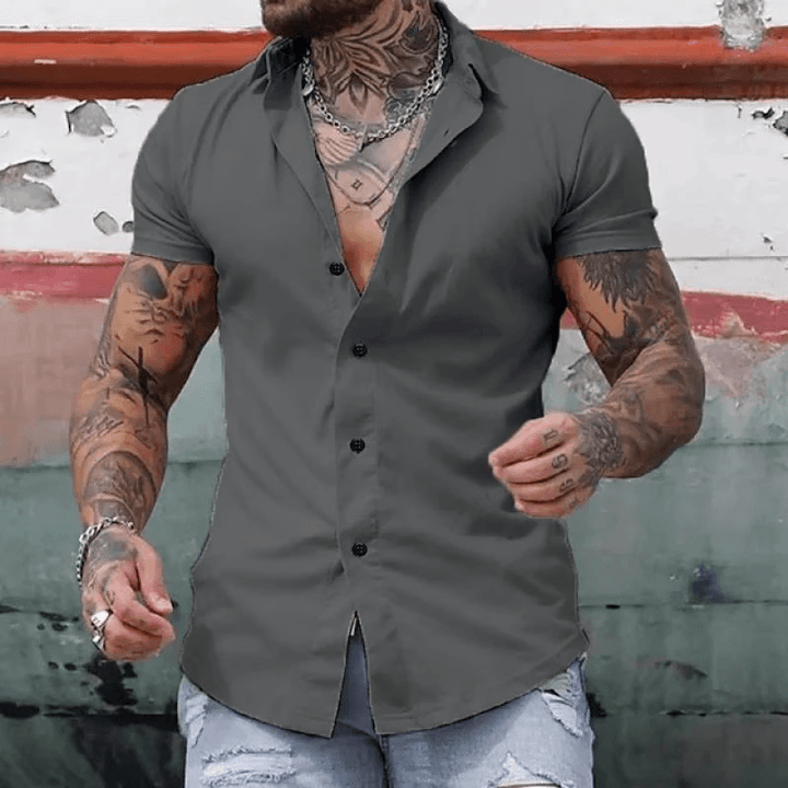 Cassian | Men's Classic Lapel Short-Sleeve Button-Down Shirt