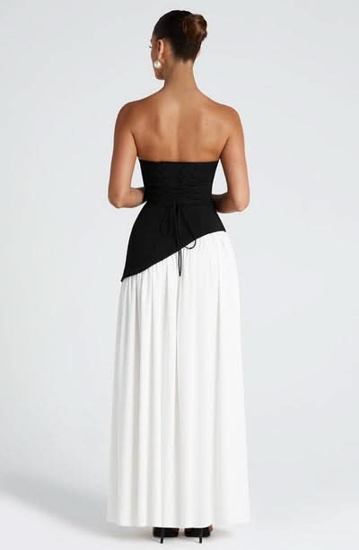 Women's Wedding Guest Strapless Maxi Dress With Scarf