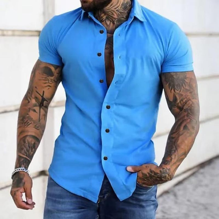 Cassian | Men's Classic Lapel Short-Sleeve Button-Down Shirt