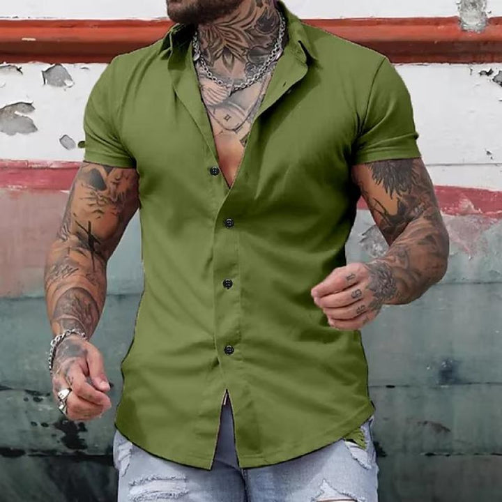 Cassian | Men's Classic Lapel Short-Sleeve Button-Down Shirt