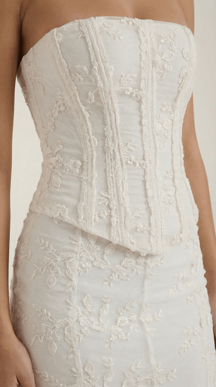 Women's Wedding Strapless Lace Mermaid Maxi Dress