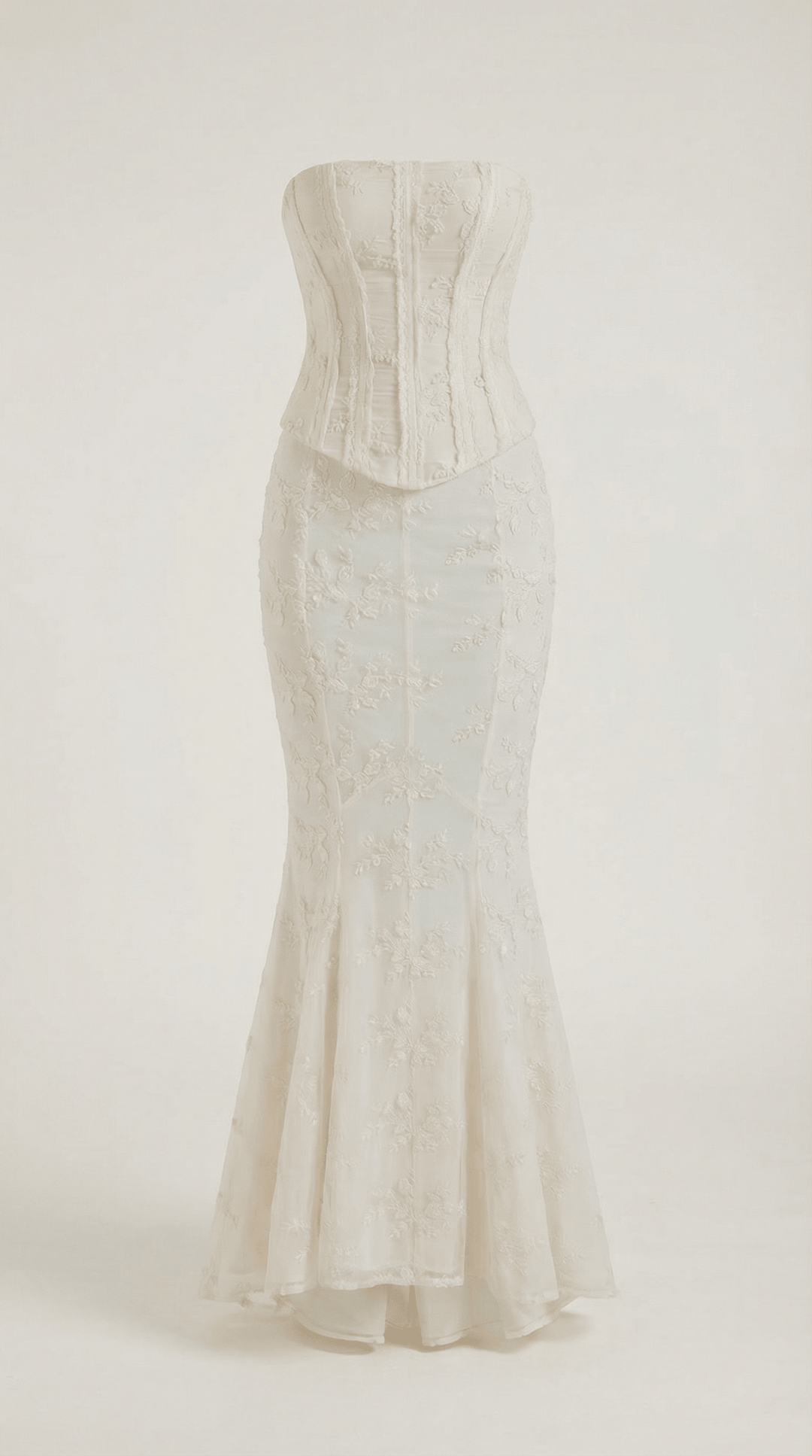 Women's Wedding Strapless Lace Mermaid Maxi Dress