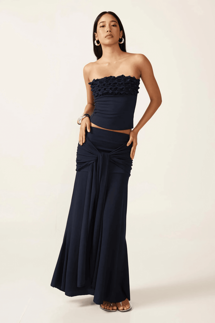 Women's Wedding Guest Strapless Maxi Skirt Set